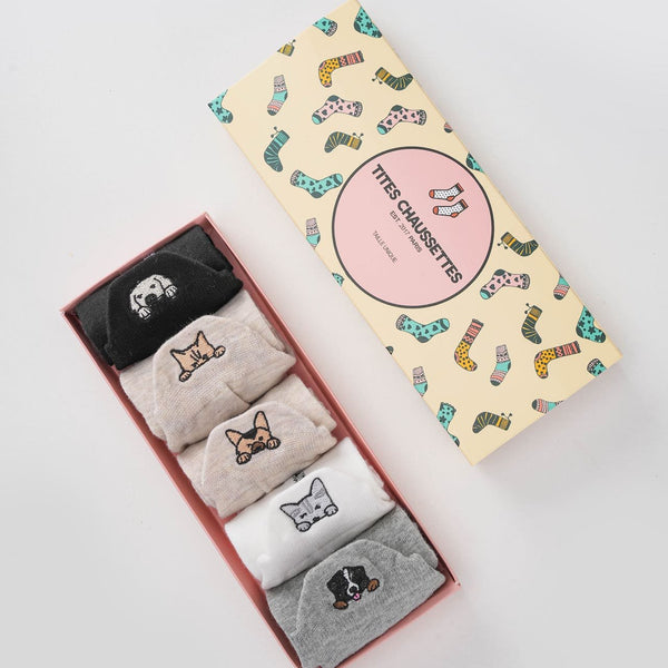 Lot 6 Paires Chaussettes Diabétiques Femme - Motifs Animaux, Non élastiques, Coton Doux Pour Pieds Sensibles