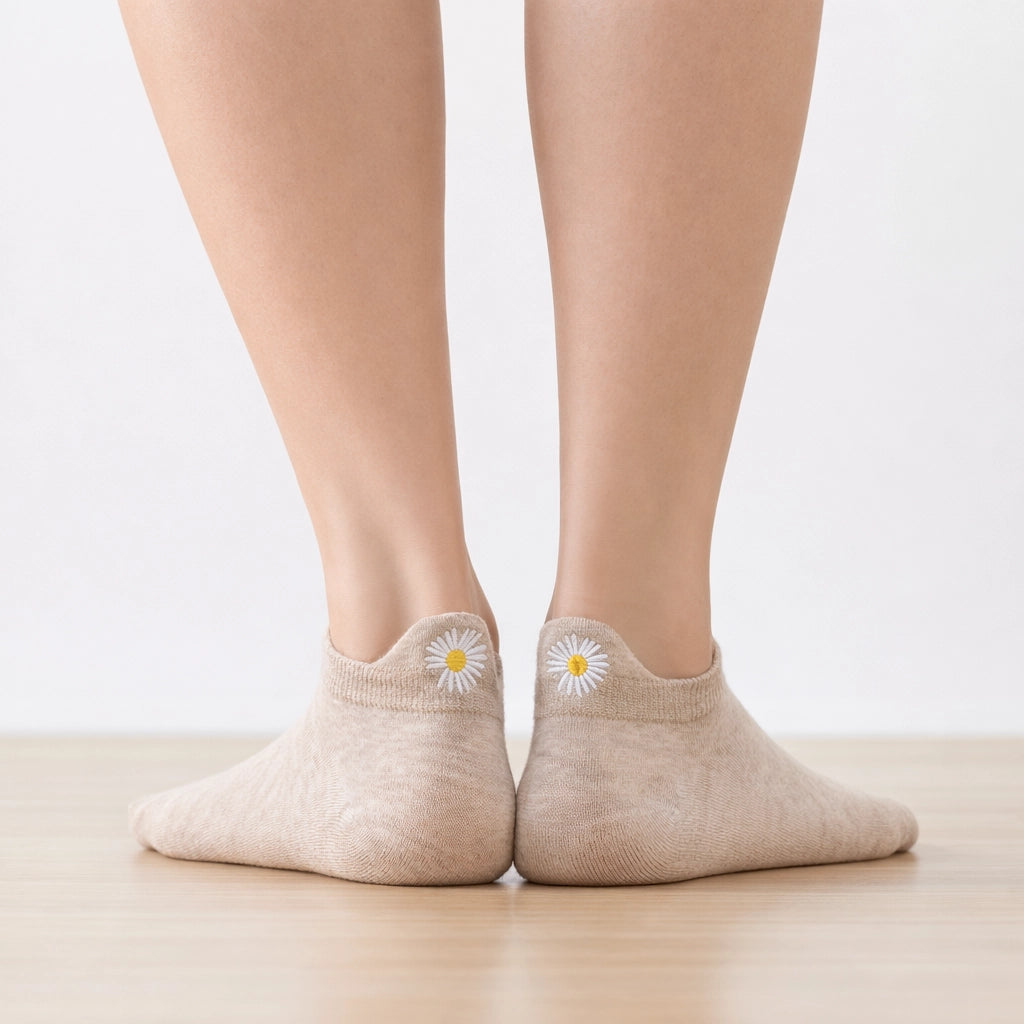 Lot de 5 chaussettes languette fleur 