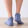 Chaussettes languette bleu en coton doux I Broderie hippopotame sur la languette 