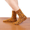 Chaussettes montantes imprimé léopard marron, douces et épaisses 