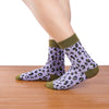 Chaussettes montantes imprimé léopard violet, douces et épaisses 