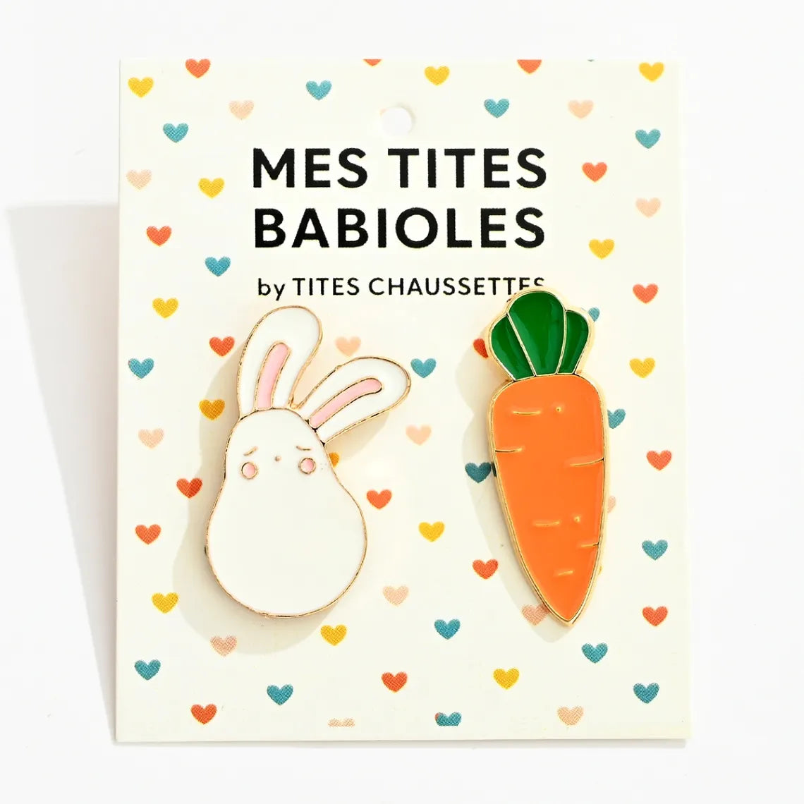 Lot de 2 pin's lapin blanc et carotte orange