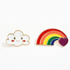 Lot de 2 pin's : nuage blanc souriant et arc en ciel multicolore