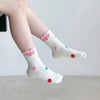 Lot de 5 chaussettes pour enfants filles. Coloris blanc, rose, violet, bordeaux et marron clair. Petites têtes d'animaux mignons en haut de tige. 