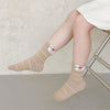 Lot de 5 chaussettes pour enfants filles. Coloris blanc, rose, violet, bordeaux et marron clair. Petites têtes d'animaux mignons en haut de tige. 