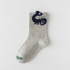 Lot de 5 chaussettes enfants garçon. Coloris bleu/gris/vert. Motif dinosaure. 