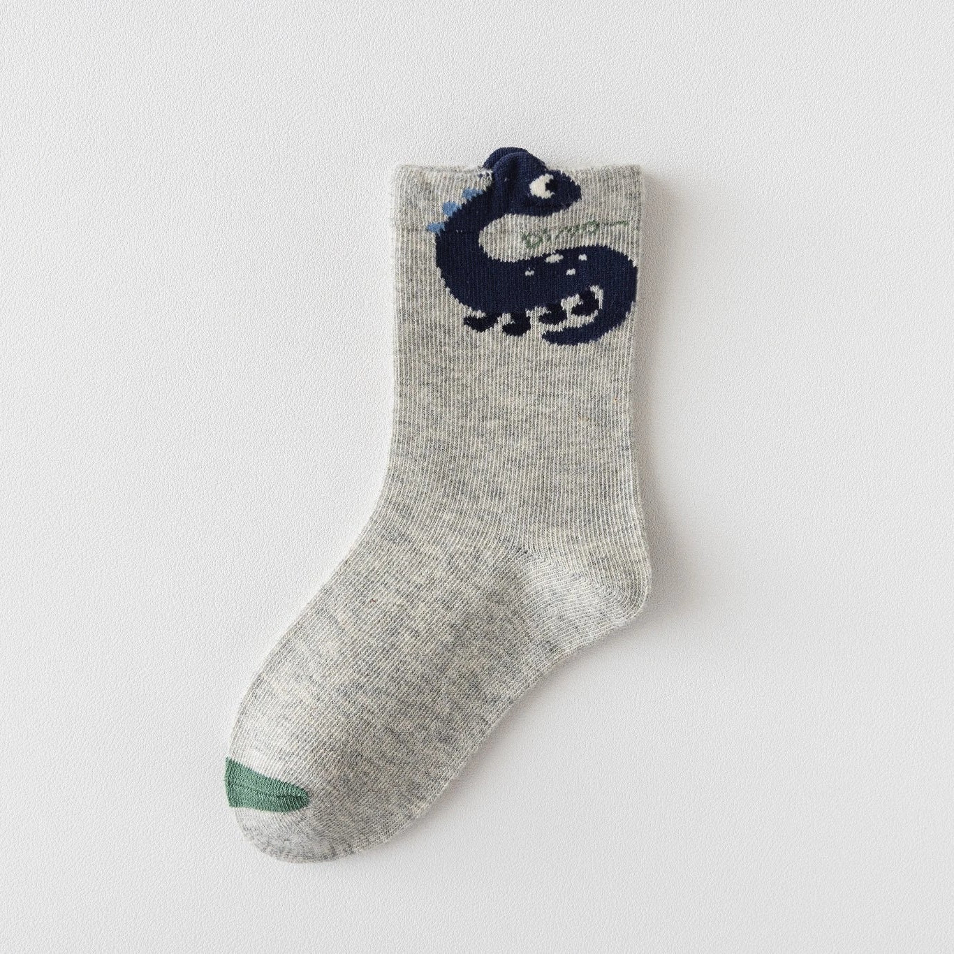 Lot de 5 chaussettes enfants garçon. Coloris bleu/gris/vert. Motif dinosaure. 