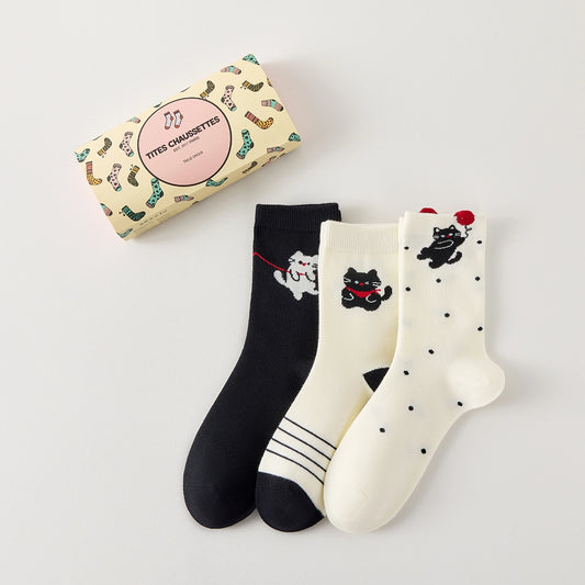 6 Paires Chaussettes Femme Animaux Drôles – Chaussettes Mignonnes Chat Chien Cadeau Fun Confortables
