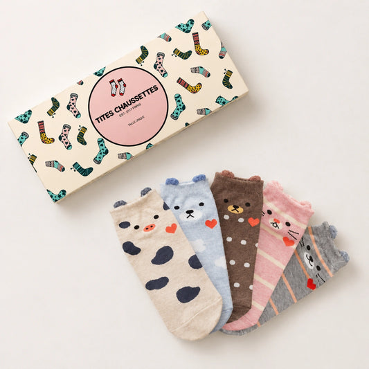 Lot de chaussettes animaux oreilles en relief 
