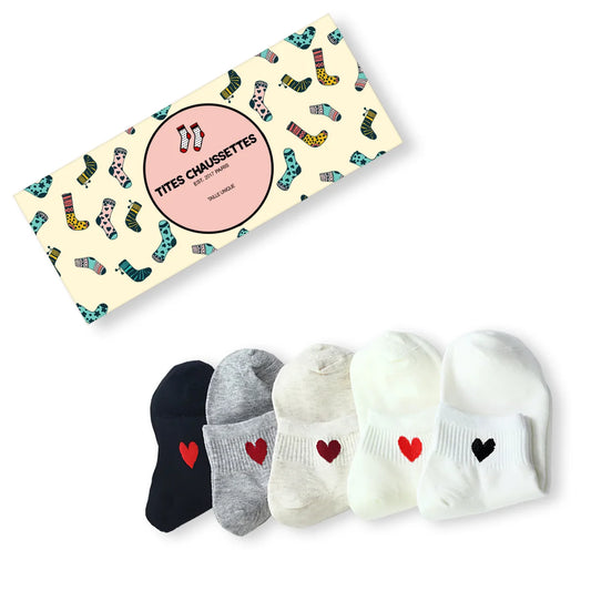 Lot de chaussettes courtes adultes en coton avec un cœur sur le côté | Chaussettes abordables et de haute qualité | Un excellent choix pour les adultes qui aiment les cœurs |