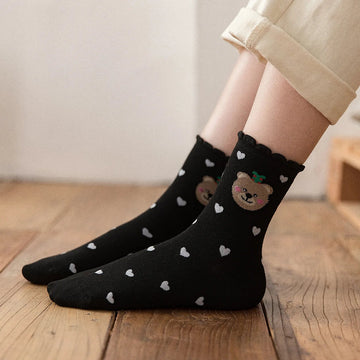 Chaussettes cœur Noël et volant, vue 14