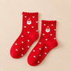 Lot de 4 chaussettes de noël, personnages de noël (père noël, cerf, bonhomme de neige, ourson), motif petits coeurs, finition feston