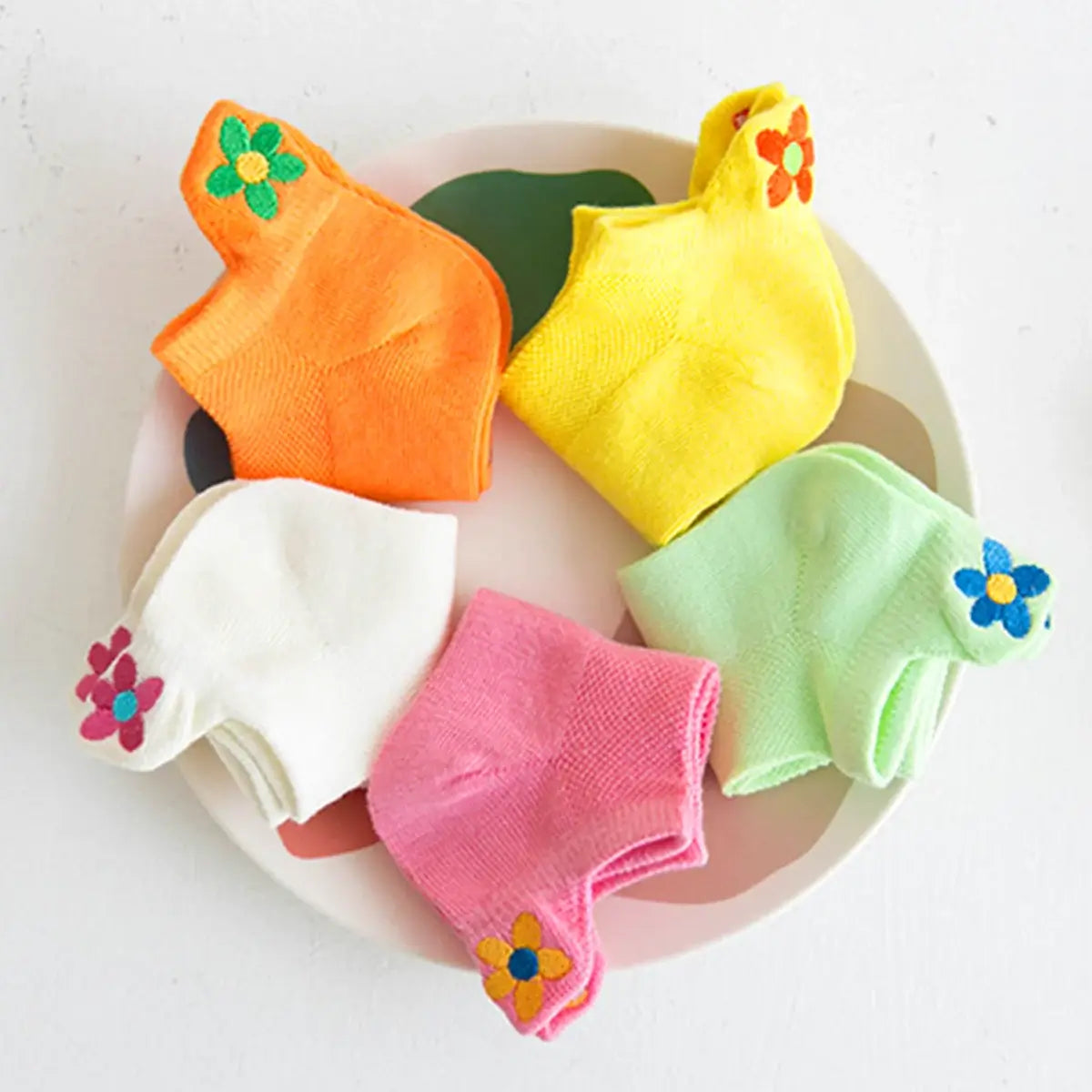 6 Paires Chaussettes Enfant Fille - Taille 22-28 (2-5 Ans) - Coton Doux, Motifs Fleurs Et Animaux - Élastiques, Confortables - 4