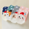 Lot de chaussettes de noël motif flocons et tête d'animal portant un bonnet de noël : ours, renard, mouton, lapin