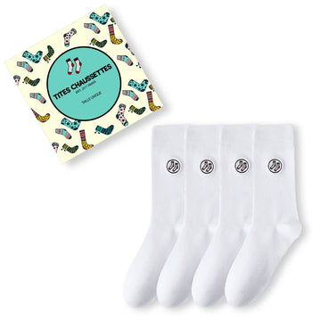 Coffret 4 paires de chaussettes longues mixtes en coton doux. Deux tailles, 5 coloris intemporels. Confort, qualité et style TitesChaussettes.