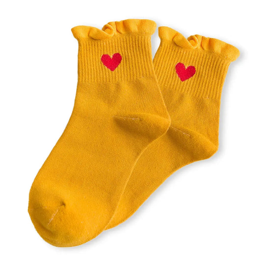 Lot de 5 chaussettes hautes avec cœur brodé et bord dentelle