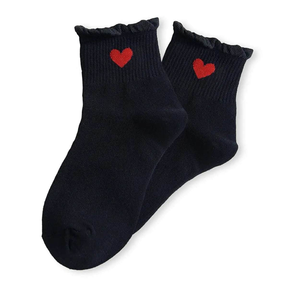 Lot de 5 chaussettes hautes avec cœur brodé et bord dentelle