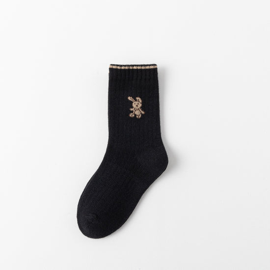 Lot de 5 chaussettes hautes fille avec motif lapin. Douces, chaudes et extensibles, parfaites de 12 mois à 12 ans pour un look mignon et confortable.