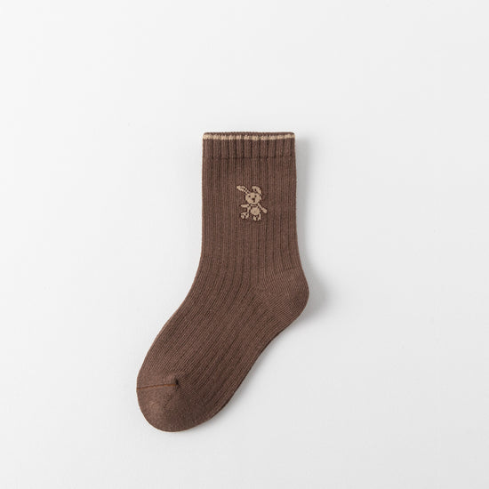 Lot de 5 chaussettes hautes fille avec motif lapin. Douces, chaudes et extensibles, parfaites de 12 mois à 12 ans pour un look mignon et confortable.