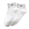 Lot de 5 chaussettes unies avec cœur brodé et finition dentelle