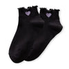 Lot de 5 chaussettes unies avec cœur brodé et finition dentelle