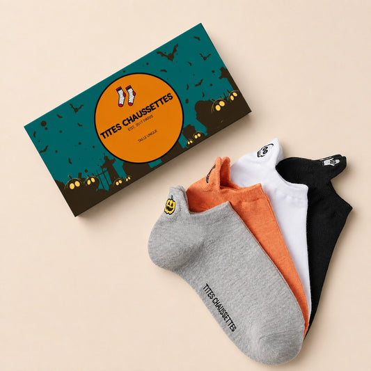 Chaussettes halloween en coton à languette tête de mort pour femme | Chaussettes confortables et élégantes | Idéales pour le quotidien ou les occasions spéciales | Disponibles en plusieurs couleurs et tailles