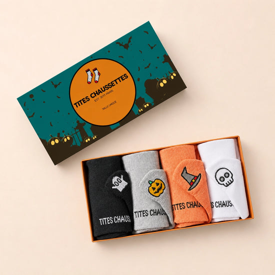 Chaussettes halloween en coton à languette tête de mort pour femme | Chaussettes confortables et élégantes | Idéales pour le quotidien ou les occasions spéciales | Disponibles en plusieurs couleurs et tailles