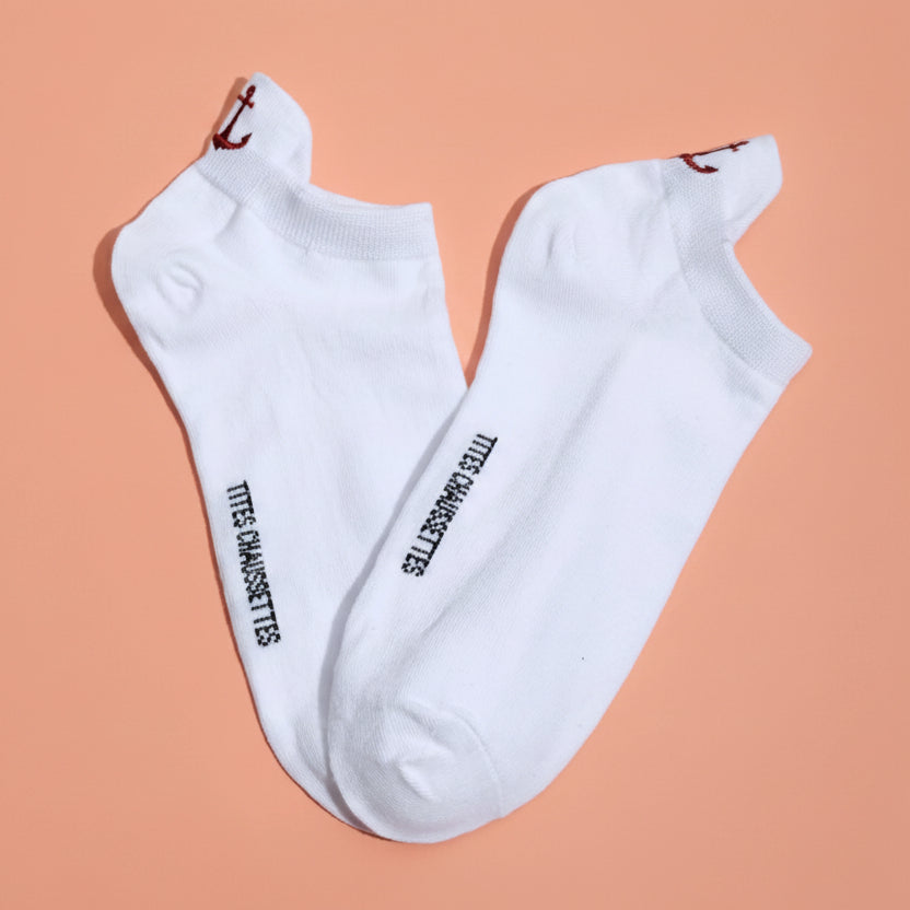 Lot de 5 chaussettes fantaisie à languette, motifs marins brodés, confort stretch, tailles 35-41. Idéal pour un look frais et sans ampoules.