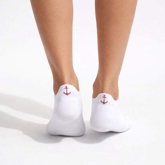 Lot de 5 chaussettes fantaisie à languette, motifs marins brodés, confort stretch, tailles 35-41. Idéal pour un look frais et sans ampoules.