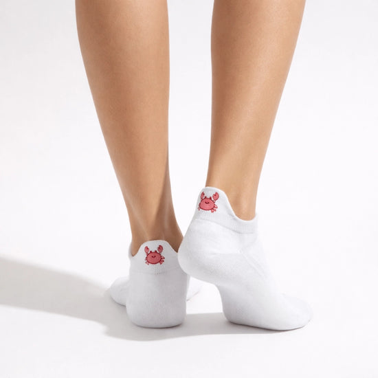 Lot de 5 chaussettes fantaisie à languette, motifs marins brodés, confort stretch, tailles 35-41. Idéal pour un look frais et sans ampoules.