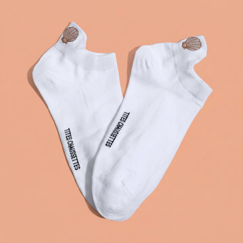 Lot de 5 chaussettes fantaisie à languette, motifs marins brodés, confort stretch, tailles 35-41. Idéal pour un look frais et sans ampoules.