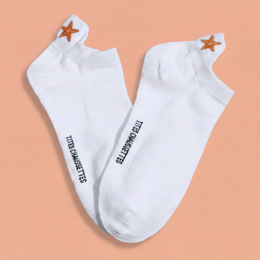 Lot de 5 chaussettes fantaisie à languette, motifs marins brodés, confort stretch, tailles 35-41. Idéal pour un look frais et sans ampoules.