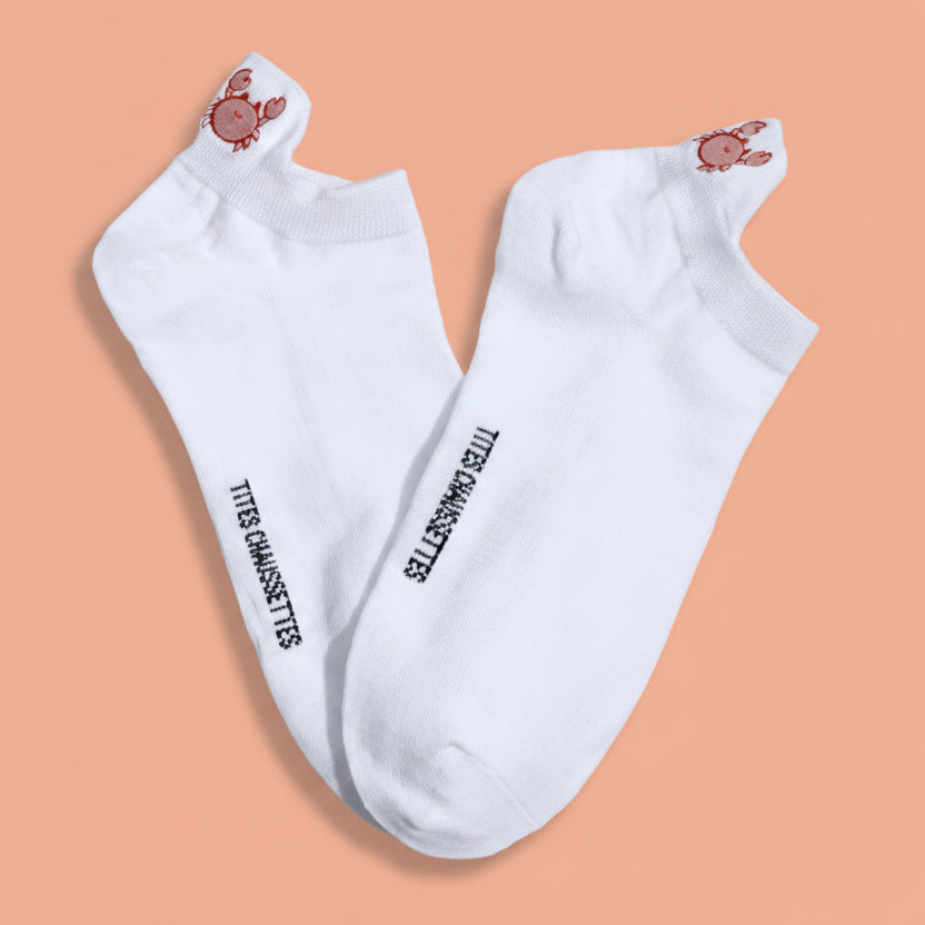 Lot de 5 chaussettes fantaisie à languette, motifs marins brodés, confort stretch, tailles 35-41. Idéal pour un look frais et sans ampoules.