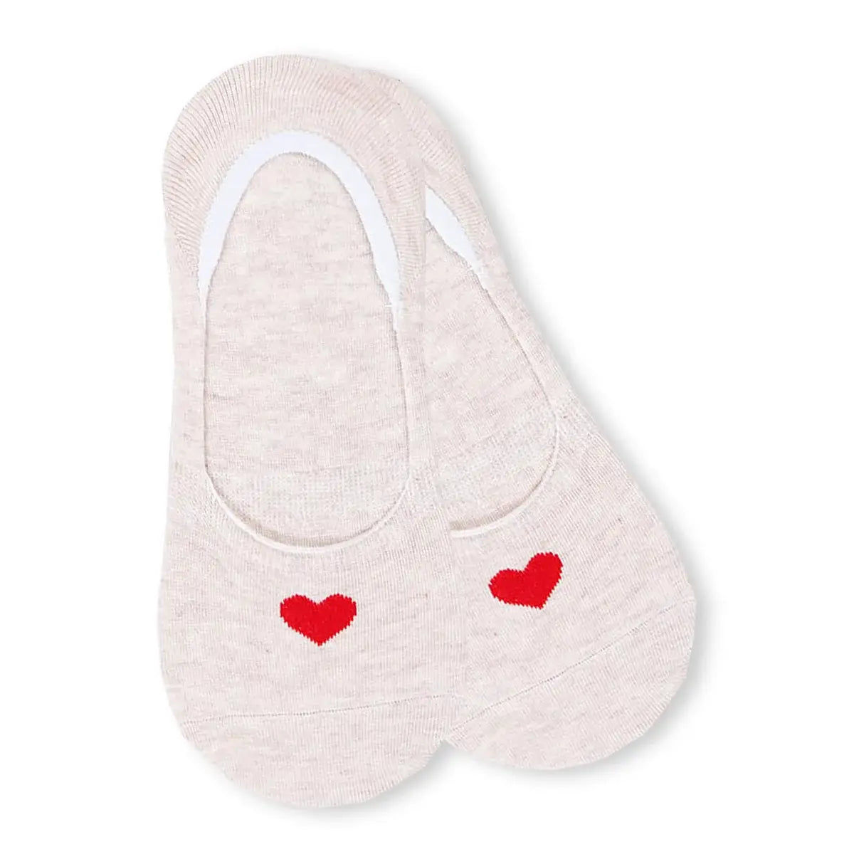 Lot de 5 socquettes invisibles avec cœur tricoté. Douces, discrètes, antiglisse. 5 couleurs pour un look romantique et confortable au quotidien.