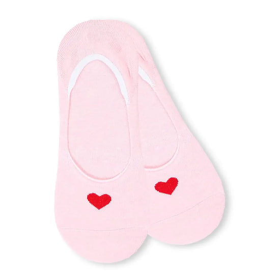 Lot de 5 socquettes invisibles avec cœur tricoté. Douces, discrètes, antiglisse. 5 couleurs pour un look romantique et confortable au quotidien.
