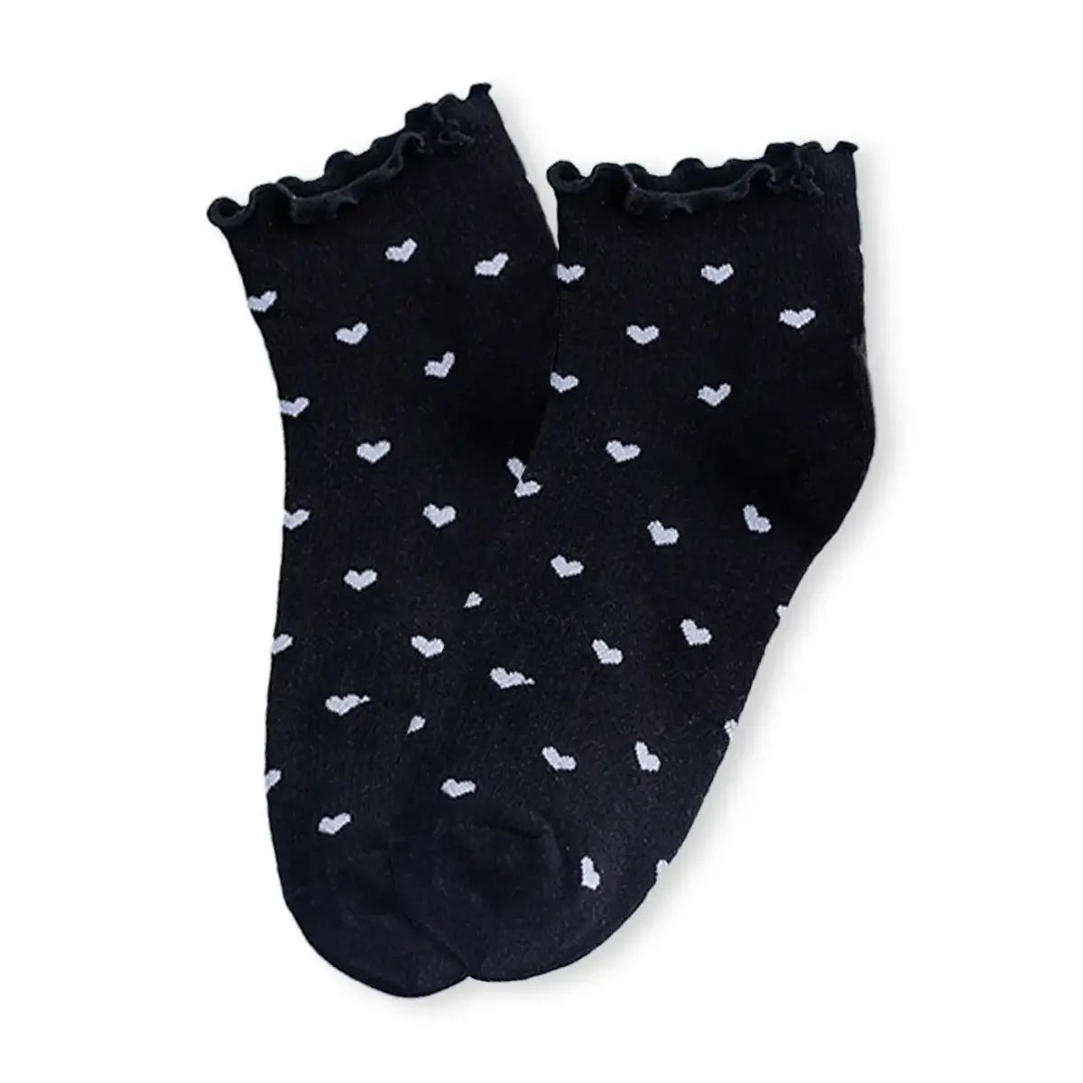 Lot de 5 chaussettes mi-hautes cœur. Taille 35-41. Bord dentelle, coton doux et imprimé romantique. Élégantes, confortables et idéales au quotidien.