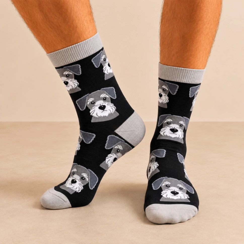 Chaussettes montantes pour homme, motif chien : Teckel, Schnauzer & Corgi