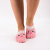 Socquettes basses, motif tête de chat sur le devant du pied, coloris blanc & rose