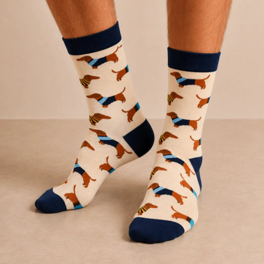 Chaussettes montantes pour homme, motif chien : Teckel, Schnauzer & Corgi