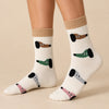Chaussettes hautes chiens et chats pour femme, vendues à l’unité. Deux motifs animaliers originaux, matière douce et stretch, taille unique 35-41.